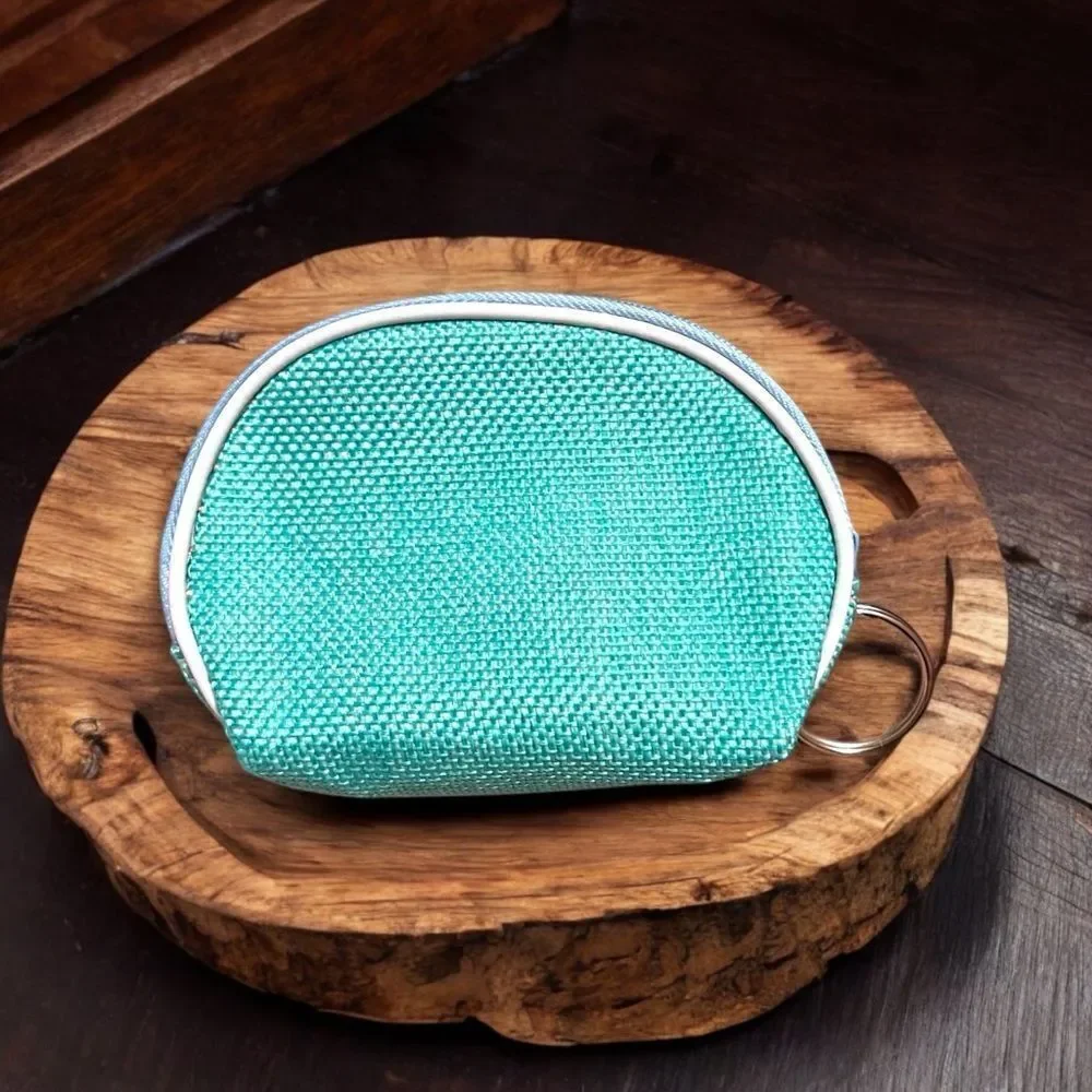 Cherry Teal Coin Purse Keychain